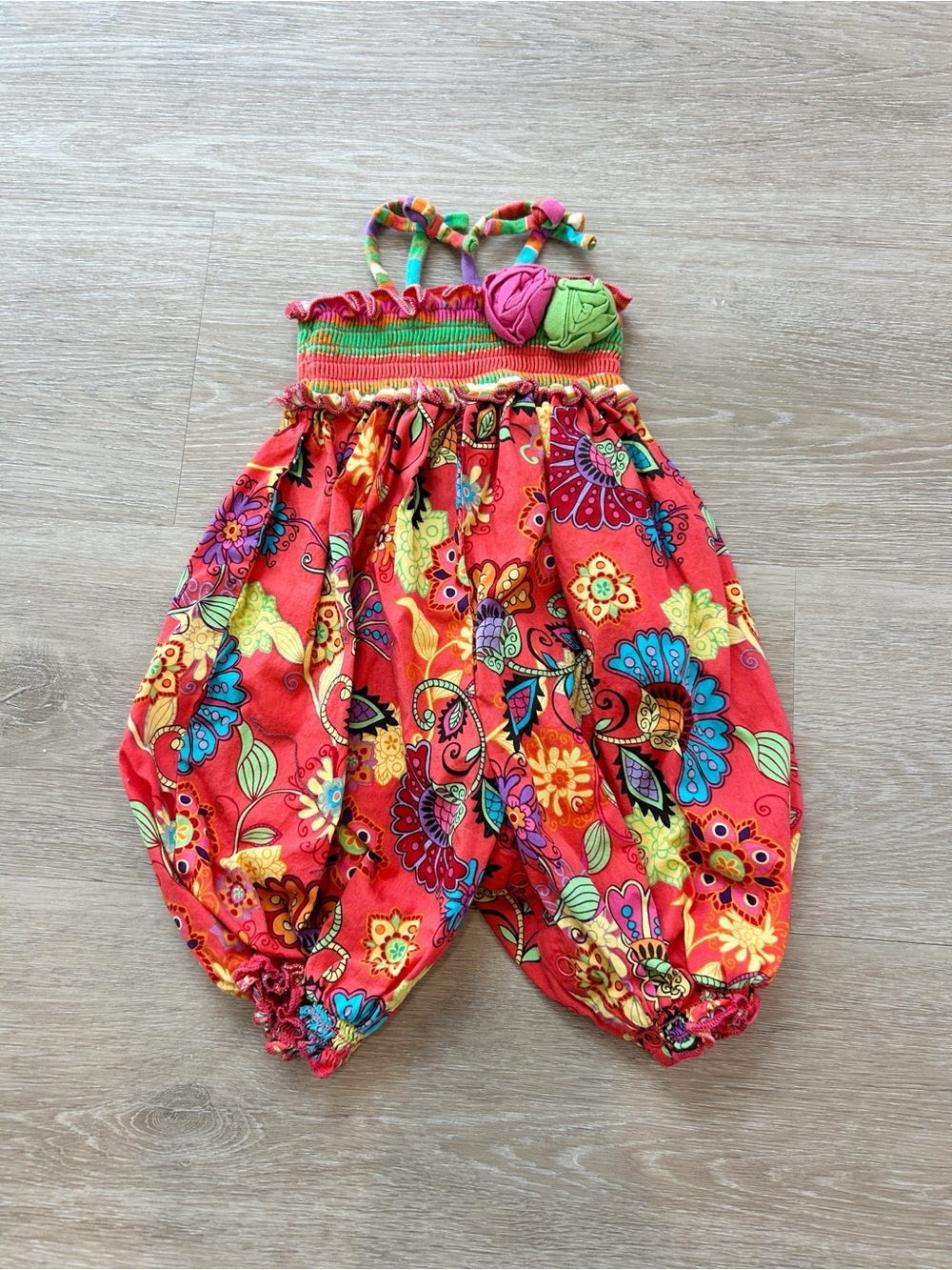 Vintage Bonnie Baby Bright Floral Romper size 6-9 Months